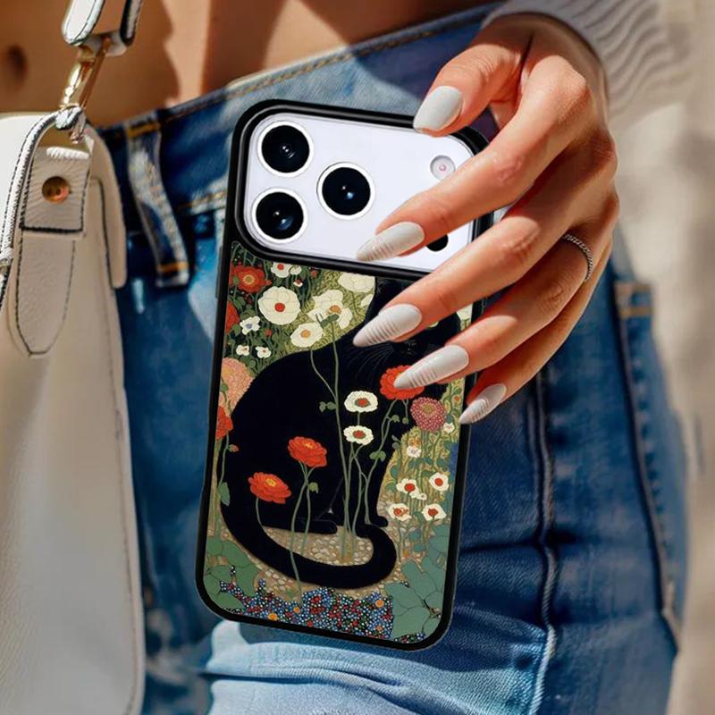 Lovely Flower Cat Animal Pattern Phone Case For iPhone 17 Air 14 15 13 12 Max Cover For Apple 16e 11 Pro Max Plus Coque
