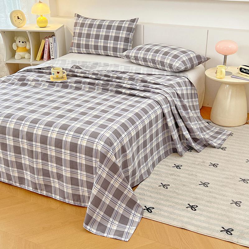 Class A Pure Cotton Thickened Old Coarse Cloth Bed Sheet Single Piece Student Dormitory Single Cotton Quilt 3pcs