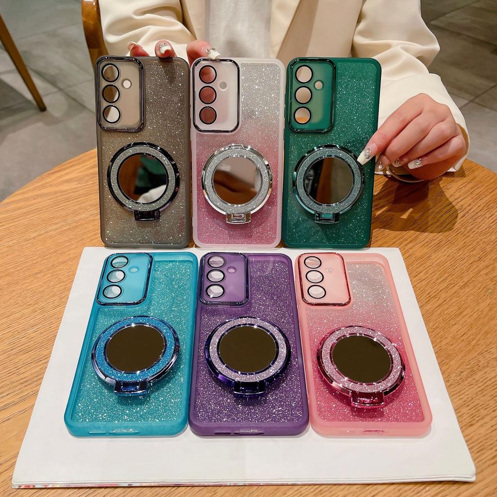 Applicable to Samsung A55 gradual change glitter A35 mobile phone case M34 charm M54 makeup mirror A53 simple protective case A71