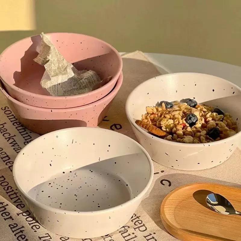 Splash Ink Korean Retro Tableware Ins Wind Ceramic Bowl Fruit Yogurt Bowl Oat Dessert Bowl Tableware Large Rice Bowl