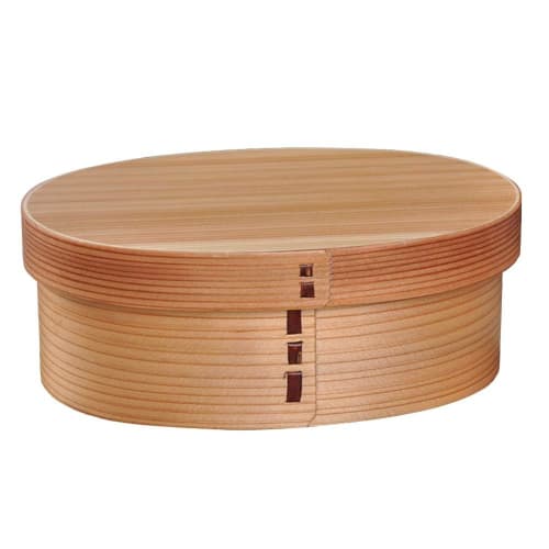 AISLOUTDOOR Bento Box, Magewappa Bento Box, Oval, Natural Wood and Lacquerware, Medium Size, with Dividers, Moisture-Retaining, Eco-Friendly, for Comm