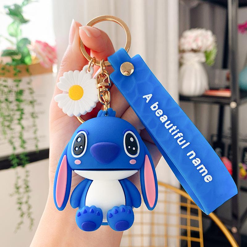 Porte-clés Poupée Stitch Dessin Animé Pendentif Sac d'École Mignon Couples Homme et Femme Porte-clés de Voiture Pendentif Créatif