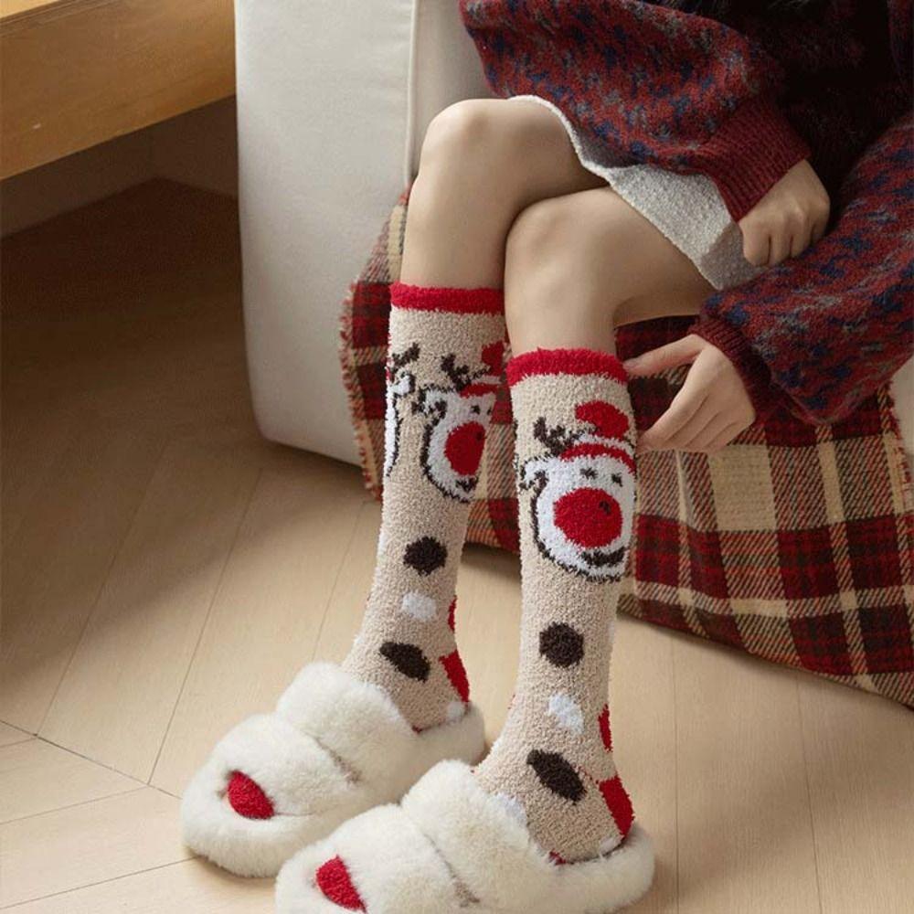 Long Tube Home Sleep Socks Calf Socks Women Hosiery Thick Christmas Stocking  Women