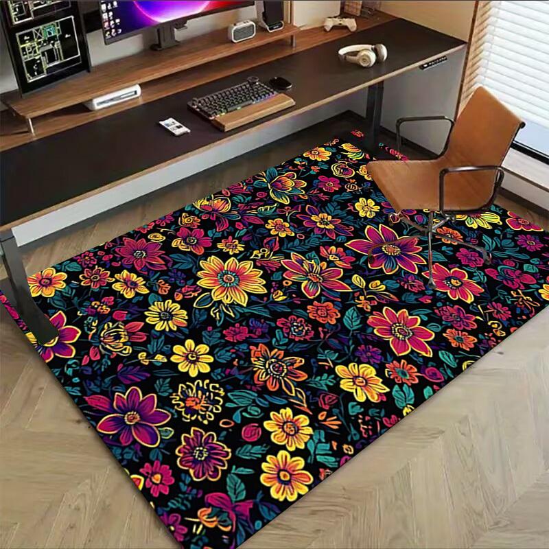 1PC Floral Pattern Extra Large Non-Slip Floor carpet, Office, family, Studio - Large Area Rug Indoor Rugs, Bold Statement Piece