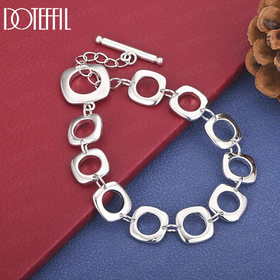 

Модный браслет из стерлингового серебра 925 пробы в виде круга, свадебный подарок, ювелирное изделие 20cm