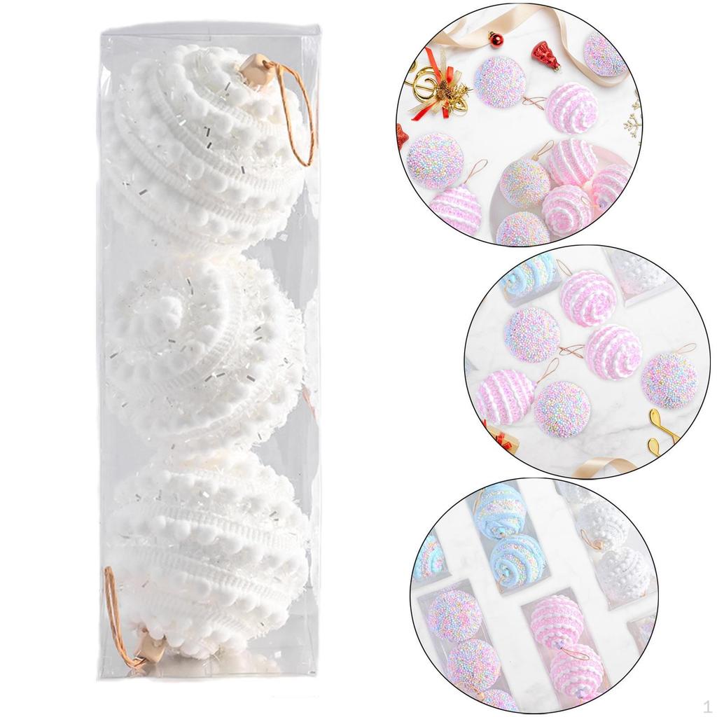 3 Pieces Christmas Ball Ornaments Decorations Pendants DIY Tree Hanging Balls for Festive