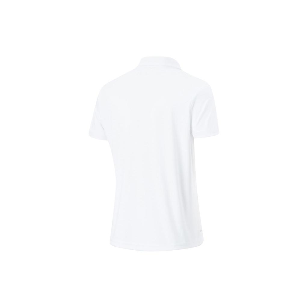 Li Ning Fitness Series Solid Color Moisture Wicking Quick Dry Loose Fit Short Sleeve Polo Shirt Women tops Standard-White APLU126-1