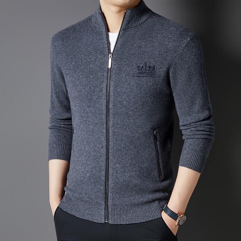 Men's 100% Pure Wool Zipper Cardigan Jacket