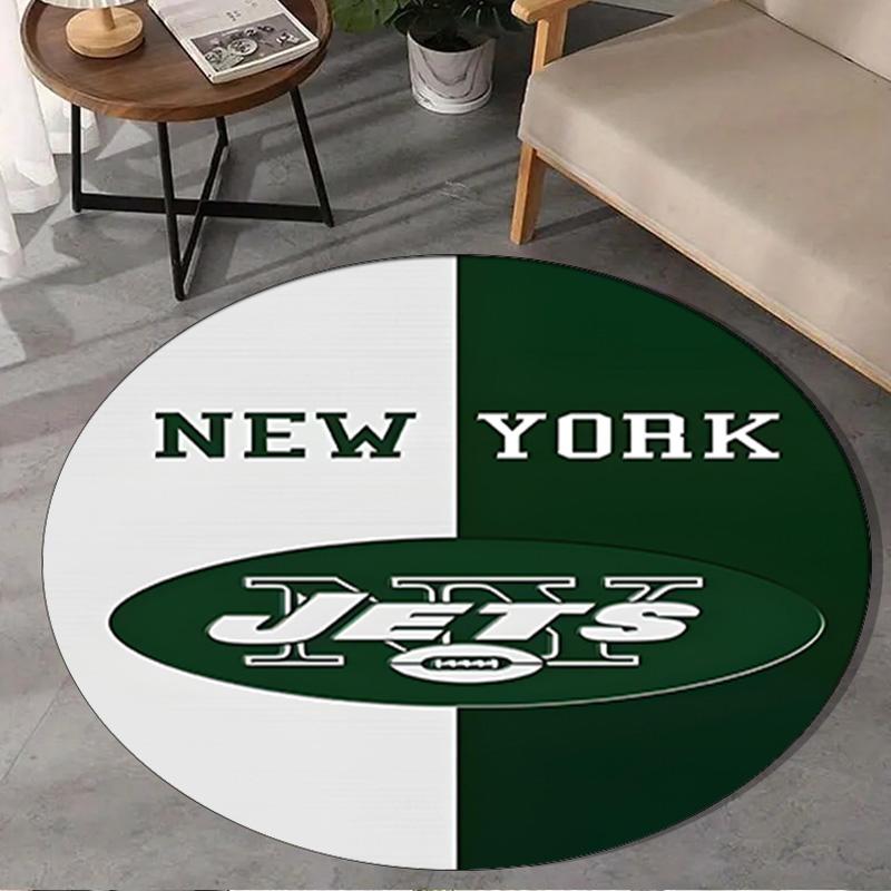 Jets Football Round Rug for Livingroom,Bedroom, Palyroom, Chair Rug, Area rug, Circle Carpet, Large Size Fan Christmas gift