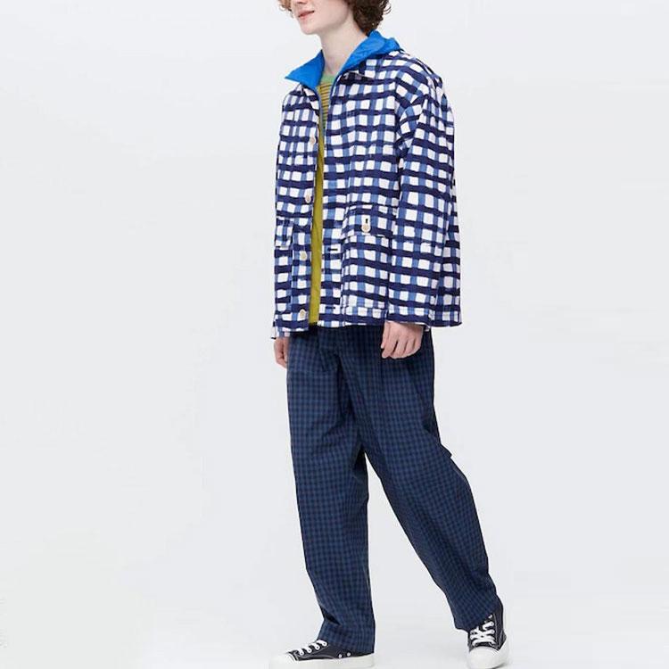 Uniqlo x MARNI Wide Fit Check Tuck Pants (Asia Sizing) Blue Unisex Streetwear 449641-67