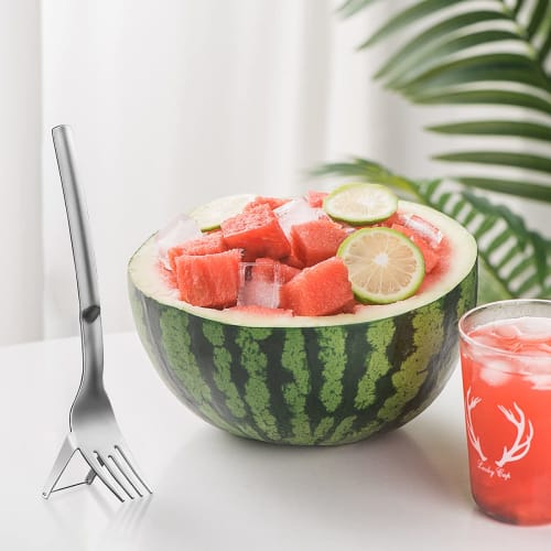 Choxila Watermelon Fork, Watermelon Slicer Cutter, 2-in-1 Fork Stainless Steel Fruit Cutting Artifact for Family Parties and Camping