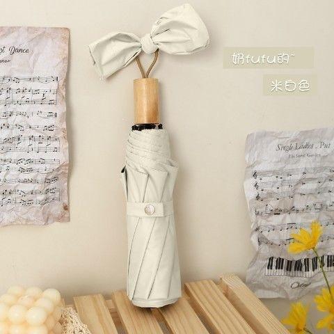French retro umbrella folding weather and rain sun umbrella sun protection UV protection female minimalist abstinence ins wind