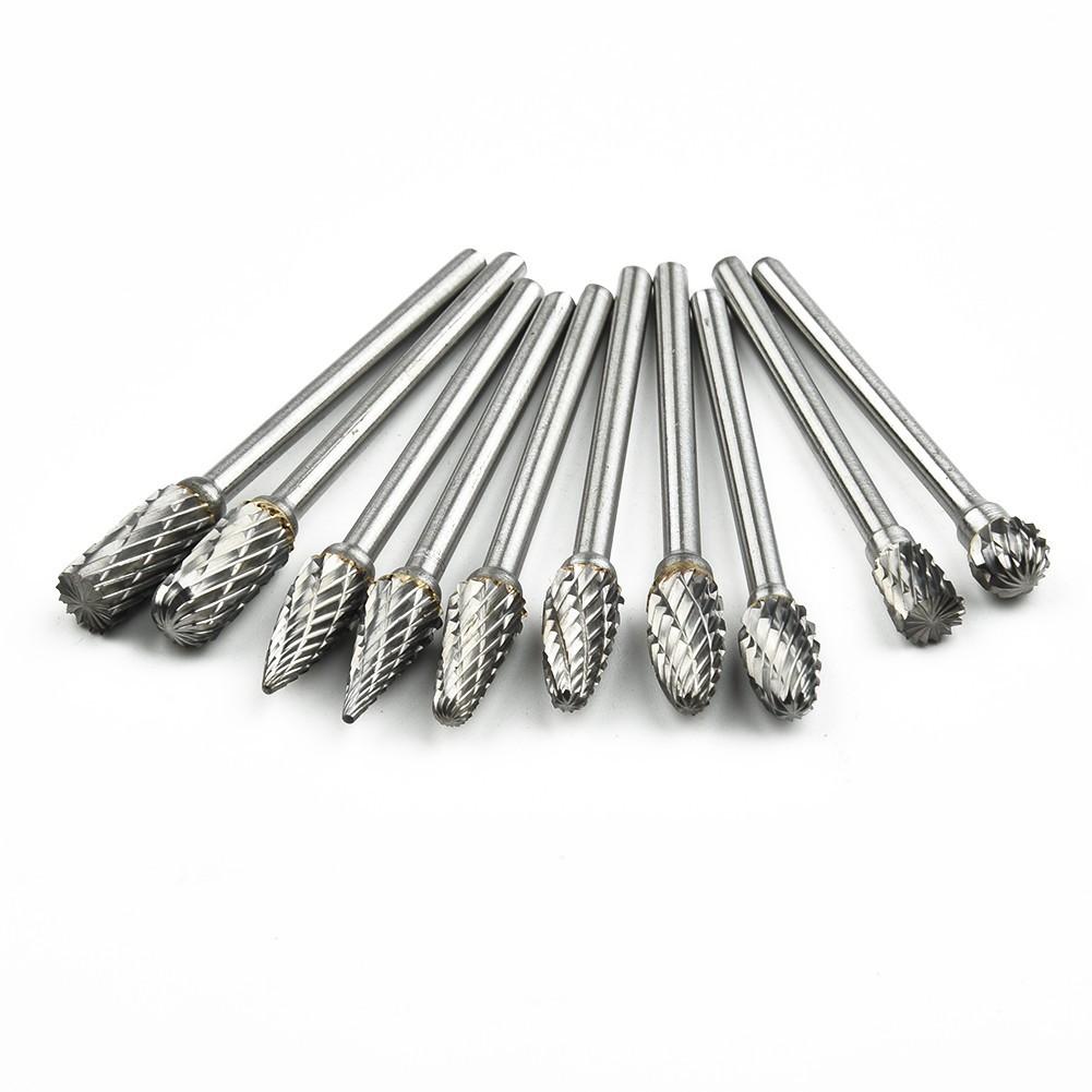 1/8 Inch Handle Cut Tungsten Steel Carbide Rotary Burr Die Grinder Shank Bit 10x