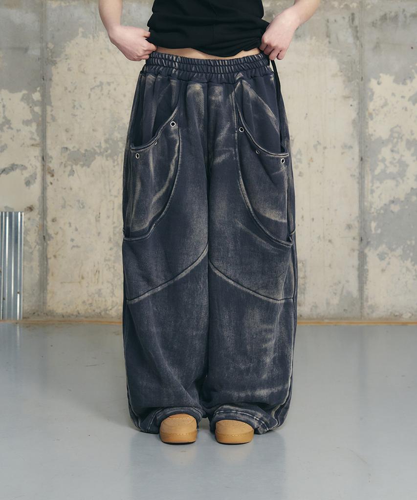 Eonyujeulaeb Double Curve Heavy Pants [Navy]