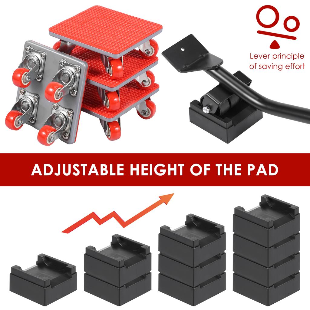 Furniture Dolly 4 Wheels Heavy Duty Furniture Mover with 360° Rotating Wheels Furniture Lifter for Moving Furniture Appliances