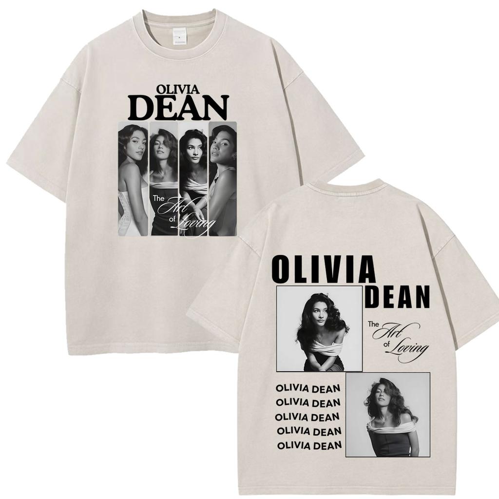 Olivia Dean Art Of Loving Tour 2026 Graphic Vintage Washed Tshirt Unisex Unisex Summer Loose Casual Cotton Oversized Tshirts Tops