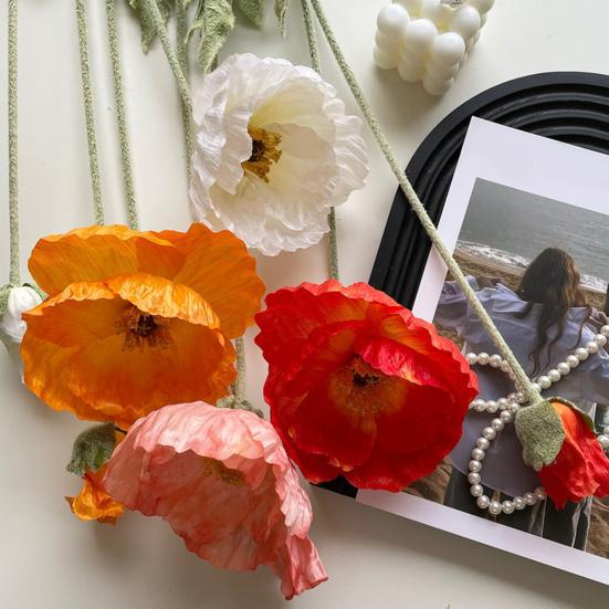 

Yousheng 41.34 Inch Faux Papaver Rhoeas Artificial Flowers with Long Stem Realistic Fake Corn Poppies for Floor Standing Vase Home Indoor Decor білий
