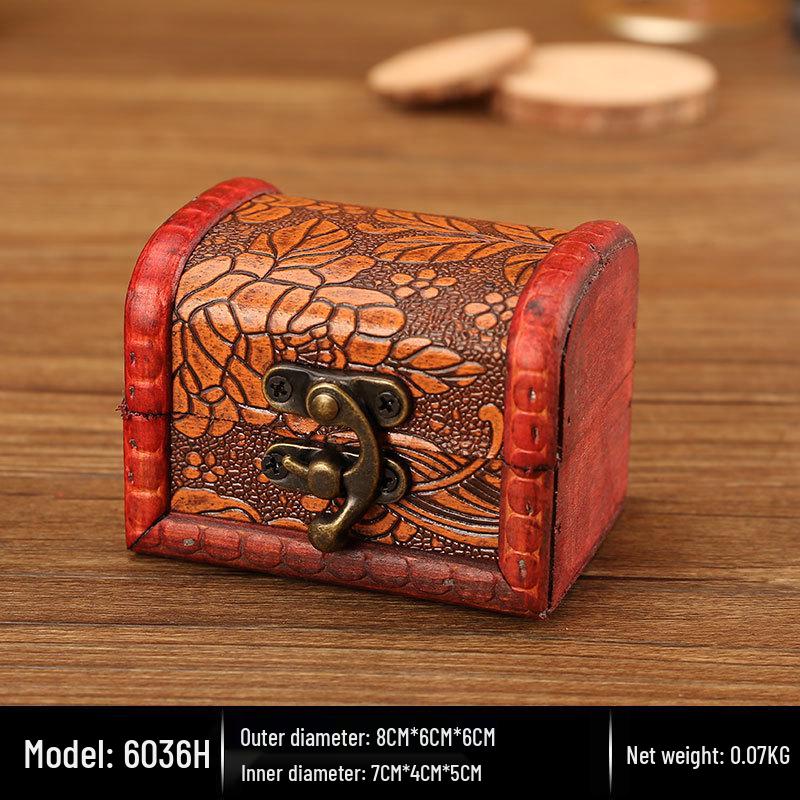 Vintage Wooden Jewelry Storage Box - Antique Style Desktop Organizer & Gift Packaging Box