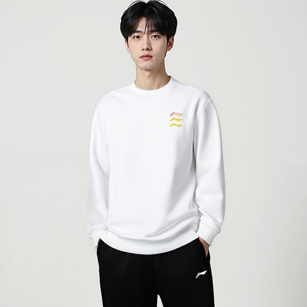 Li-Ning Minimalist Fashionable Vitality Trendy Round Neck Pullover Sports Lifestyle Comfortable Versatile Sweatshirt Unisex Sweatshirt AWDVH01-2