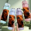 1PC Long Body Dachshund Dog Portrait 750ml Color Plastic Sports Water Bottle Leakproof Flip Straw Lid Suitable for Sports Office Home Use