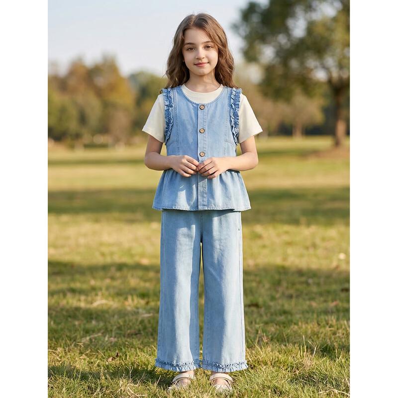 MONTAGUT KIDS Girls' Classic Denim 3-Piece Outfit