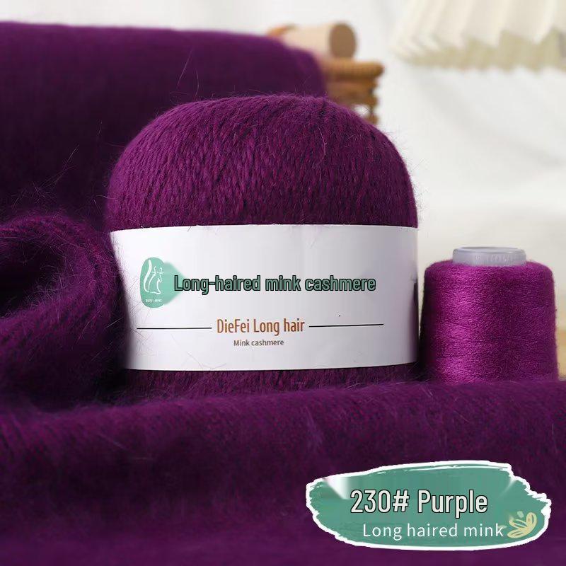 Long-Haired Mink Velvet and Cashmere Yarn: Hand/ Machine-Knitted, Medium-Thick