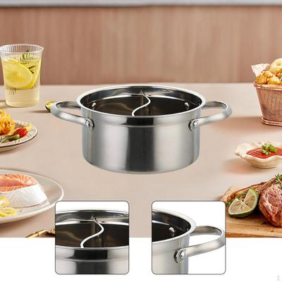 Divided Hotpot with Stainless Steel Double Compartments And Edges Handles Cookware for
