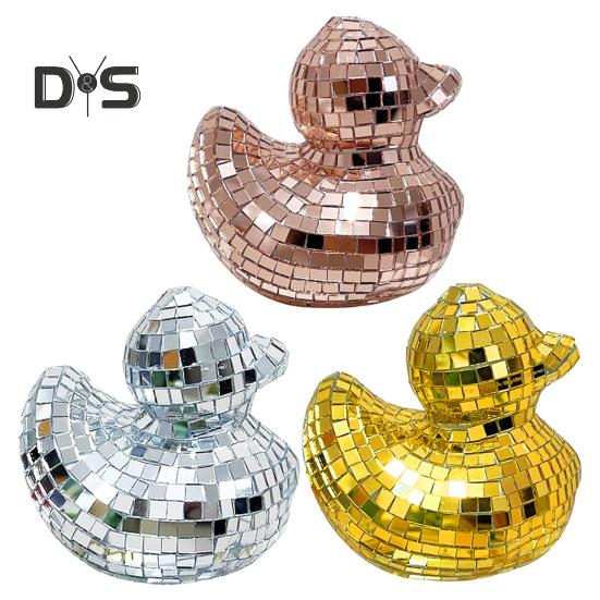 Płytki lustrzane Disco Figurka kaczki Mała kaczka Statua Rzeźba zwierzęca Domowe biuro Półka na książki Dekoracja pulpitu Ozdoba Prezent świąteczny
