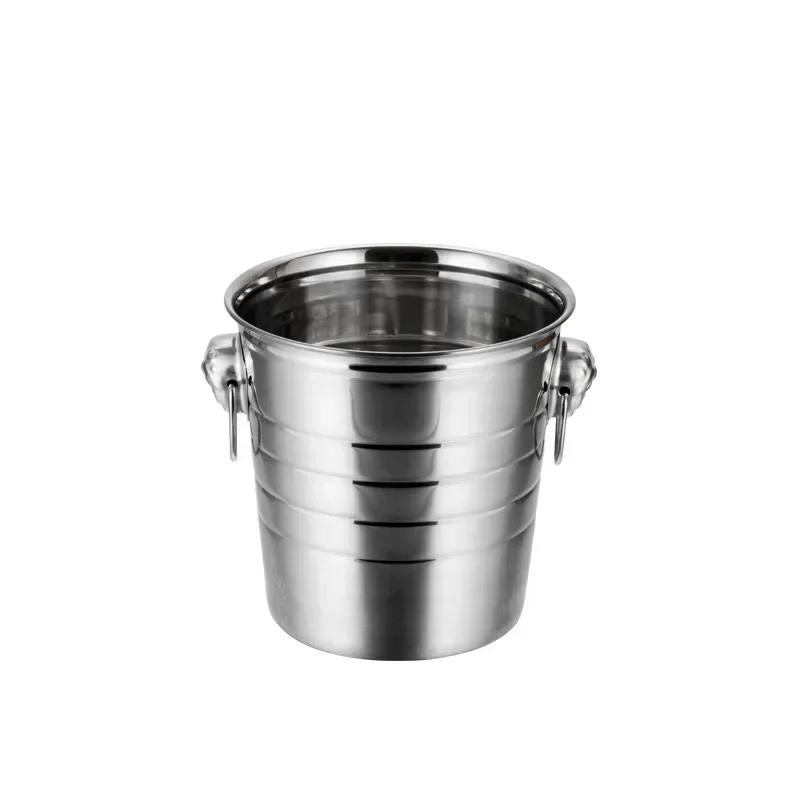 1L/3L/5L Stainless Steel Ice Bucket Portable Ice Chiller Cooler with Comfortable Handle Two-ear Ice Bucket Bar Wine Tooling
