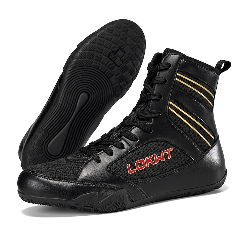 Men Wrestling Shoes Professional Lightweight Boxing Training Sneakers Air Mesh Large Size Black White Sports Gym