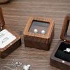Compact Wood Rings Box Sturdy Rings Case for Engagement Portable Wood Ring Box for Wedding and Proposal Keepsakes