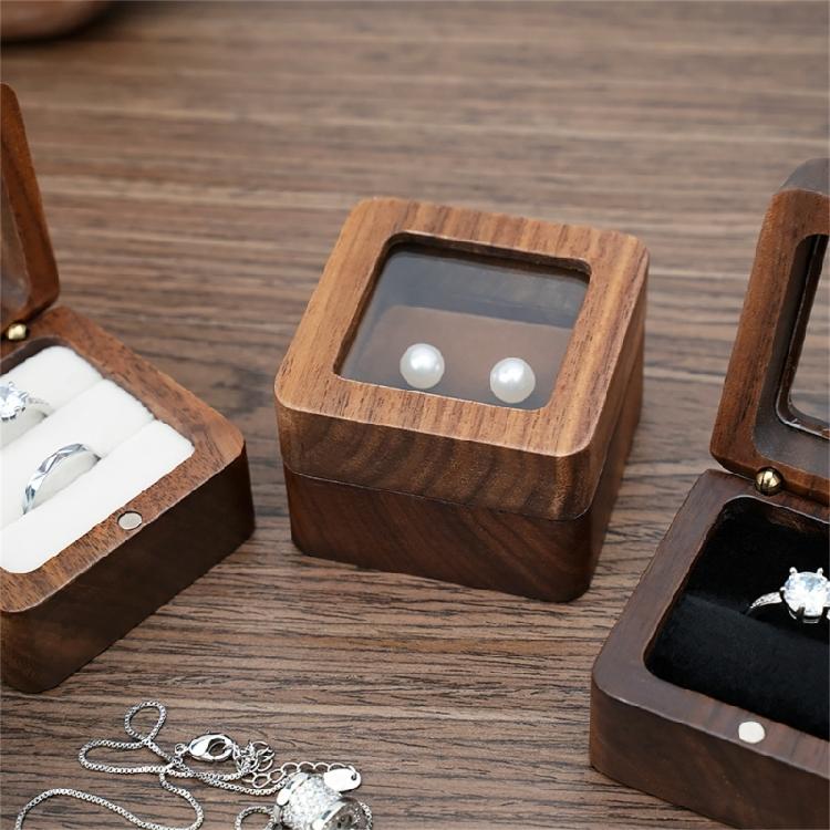Compact Wood Rings Box Sturdy Rings Case for Engagement Portable Wood Ring Box for Wedding and Proposal Keepsakes