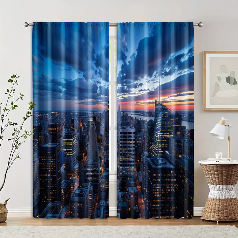 

2 шт., фильтрующие шторы (исключая удилища, неподвижный, без батареек) Строительство пейзажа для использования в спальнях и гостиных 29x65in(75x166cm)