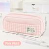 Gingham Check Pencil Case Pastel Color Pencil Pouch Portable Stationery Storage Bag  Back To School