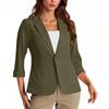 Womens Casual 3/4 Sleeve Blazers Open Front Solid Color Lapel Collar Work  Business Suit Jackets