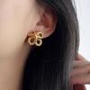 1 Pair Stud Earrings Twist Design Copper Ear Studs Simple Style Everyday Wear Earrings Versatile Fashion Accessory