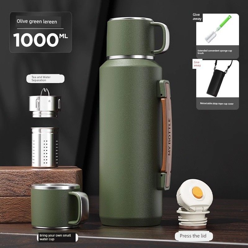 German Large-Capacity Thermos Cup for Men, 316 Stainless Steel Water Bottle, 2024 New Model for Women, Winter Tea Brewing Cup