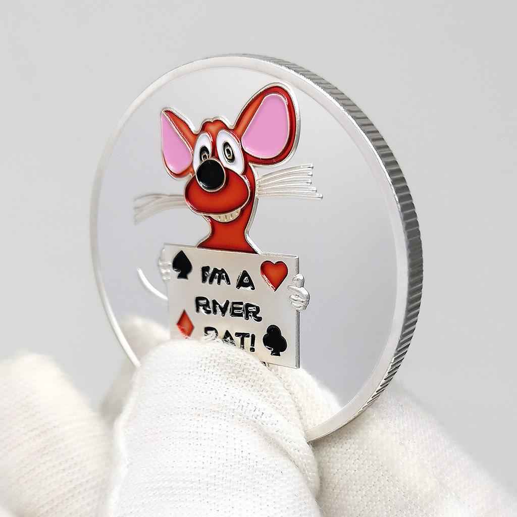 Chip press, metal mouse commemorative badge, river rat, Creative coins, handicrafts, badges, small gifts