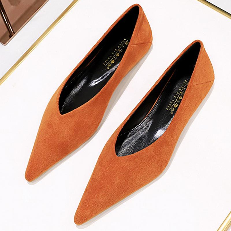 Fashion Women 0.5cm Low Heels Leisure Outside Flats Female Fashion Suede Surface Low Heels Lady Sexy Evening Party Slip On Flat Shoes