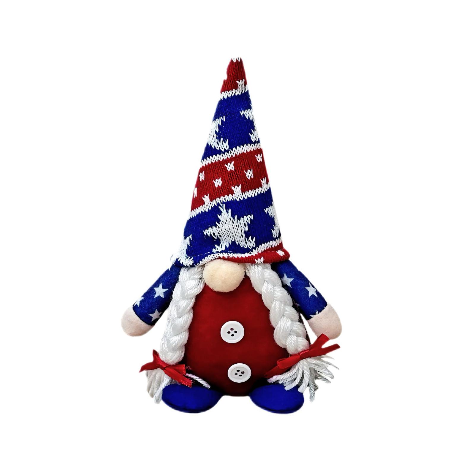 

Scandinavian Gnome Plush Doll with Knitted Hat and Striped Sleeves Nordic Style Soft Decorative Ornament for Home Office One Size