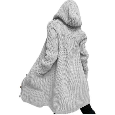 Zimowy damski sweter z kapturem, jednorzędowy, slim, dzianinowy, uliczny, hipsterski, z długim rękawem