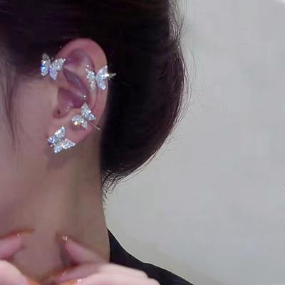 1Pc Clip Ohrring Schmetterling Strass Schmuck Temperament Zarte Ohr Manschette für Hochzeit