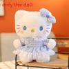 Doll Plush Stuffed With Checkered Dress And Bow Decor For Kids Gift