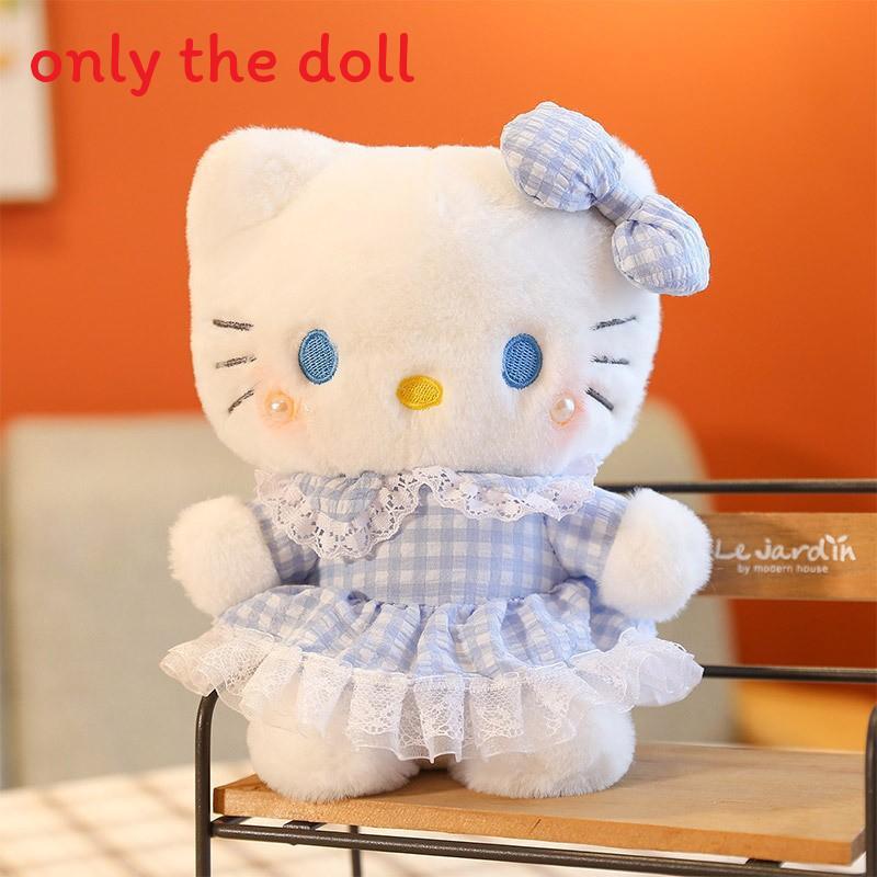 Doll Plush Stuffed With Checkered Dress And Bow Decor For Kids Gift