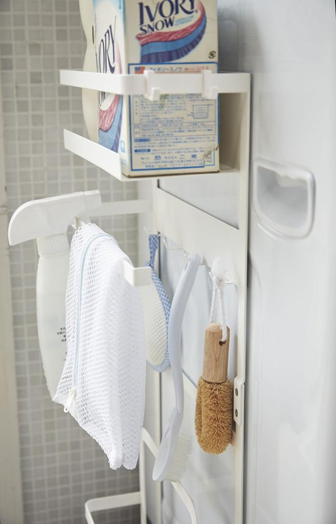Yamazaki Magnetic Storage Rack for Next to Washing Machine, White, Approx. W28 x D11 x H67cm, Plate, Laundry Rack, Laundry Storage, 3309