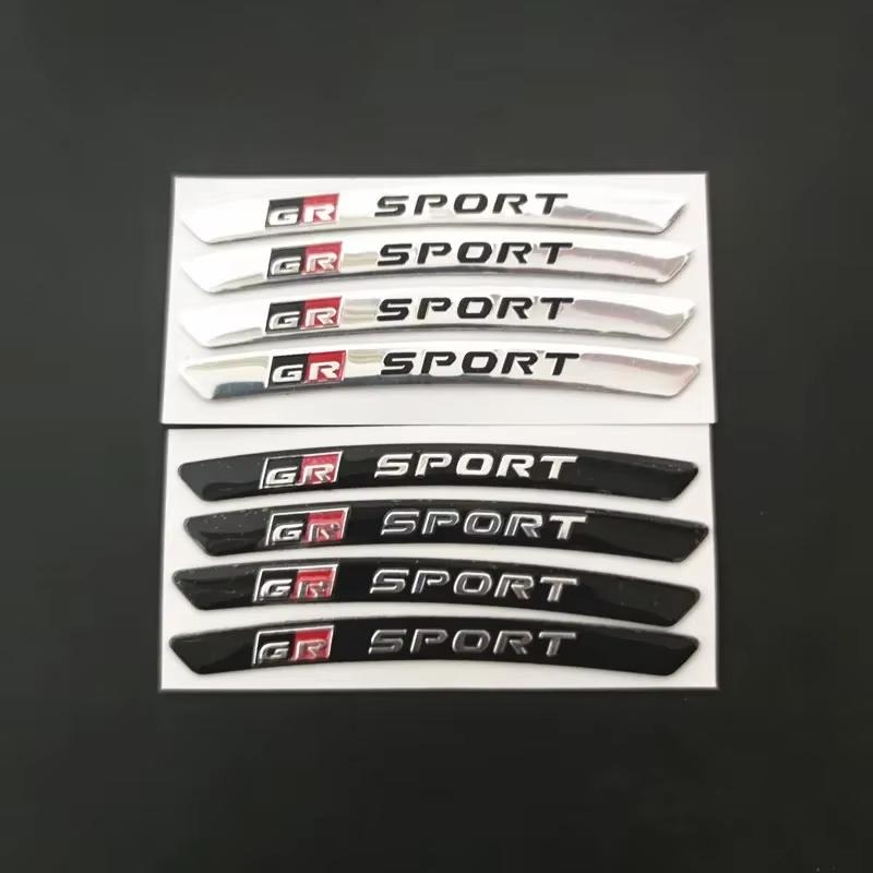 RE334Pcs Aluminium GR Sport Logo Wheel Rim Stickers Emblem Badge For Toyota Gazoo Racing YARiS Corolla RAV4 C-HR Camry Supra Prado