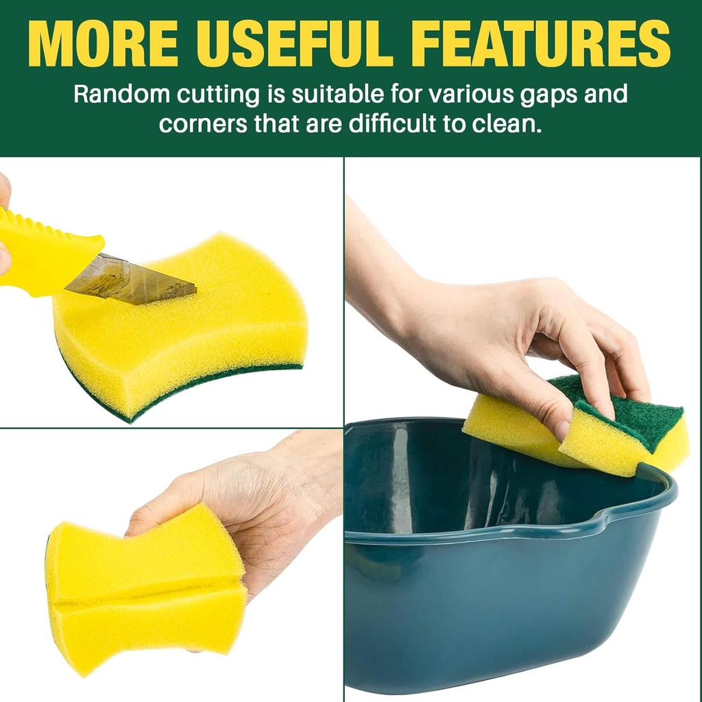 MAQIHAN 18PCS Heavy Duty Scrub Sponge - Dish Scrubber Sponge Non Scratch Double Sided Reusable Cleaning Scouring for Kitchen Dishes, Pots, Pans, Sink