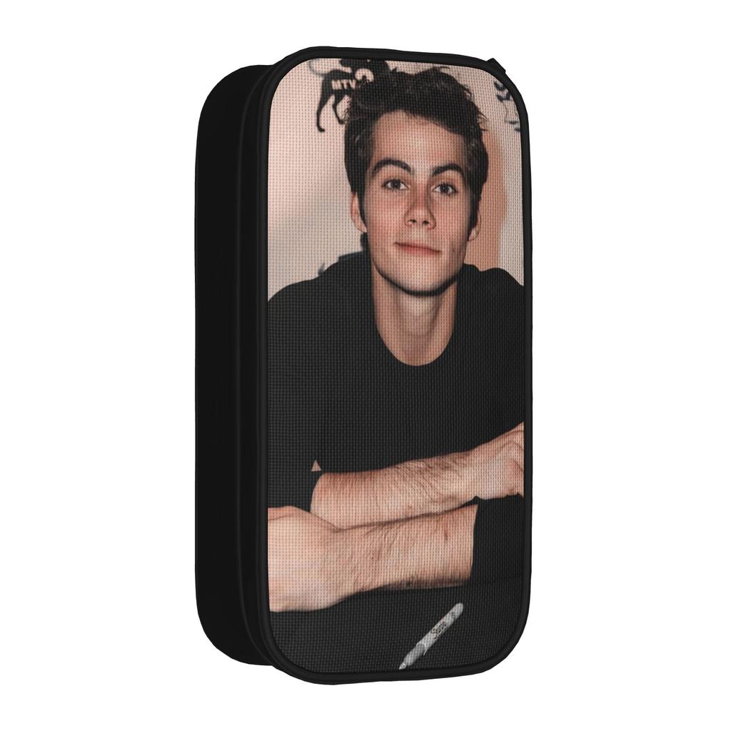Large Capacity Pencil Pouch Dylan Obrien Actor Office Supplies Double Layer Pencil Case Stationery Women Makeup Bag Amazing Gift