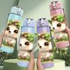 1PC Hedgehog Cute Animal Portrait Print 750ml Color Plastic Sports Water Bottle Leakproof Flip Straw Lid Suitable for Sports Office Home Use