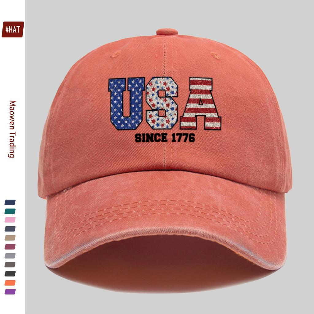 pc American Years of Freedom Star Pattern Print Baseball Cap Fashion Patriotic WomenS Daily Wear Design Sun Hat Comfo